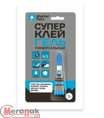 Клей Супер гель 3г MasterTeks, универс., прозрачный, 9781911 (24) Прозрачный - фото
