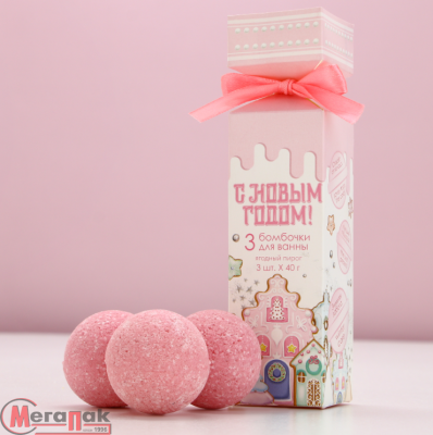 Бомбочки для ванны 3×40 г, аромат ягодного пирога, 9279806 Розовый - фото