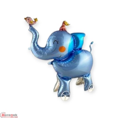 Шар фольга 3D (31"/79см) К ФИГУРА AIR Каталка Слон 1 шт (надув воздухом) Голубой - фото
