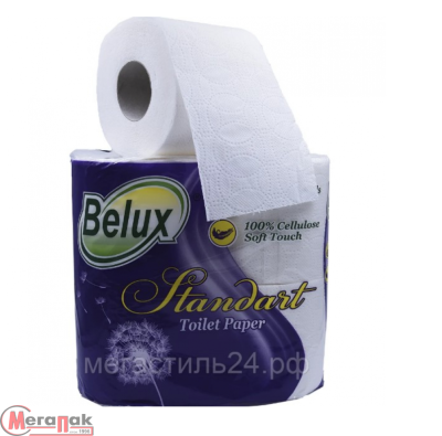 Туалетная бумага "BELUX" Стандарт белая, 2-сл, 4 рул, арт. 274419 Белый - фото