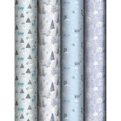 Упаковочная бумага глянцевая 70*100 см Christmas Pattern, 80г/м2, МИКС 1  - фото