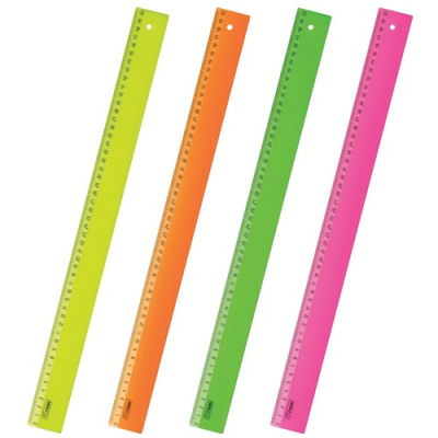 Линейка 50 см пластик, СТАММ "Neon", непрозрачная, неоновая, ассорти, ЛН93, 210492  - фото