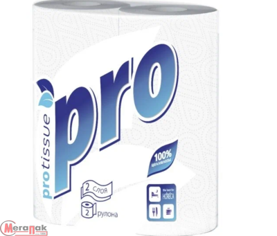 Полотенца бум. Protissue 2сл 2рул, 15м, арт. С162 Белый - фото