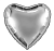 Шар  с клапаном Agura (9''/23 см) Мини-сердце, Серебро, 1 шт. в уп.(гел не надув) Серебро - фото