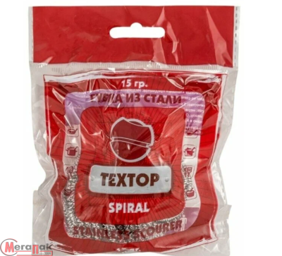 Мочалка из стали для посуды SPIRAL 1шт. TEXTOP, арт. Т381-1 Серебро - фото