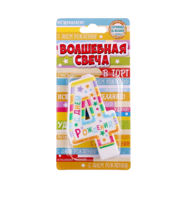 Свеча в торт цифра 4 "С Днем рождения" 1740049 (600) Страна Карнавалия  - фото