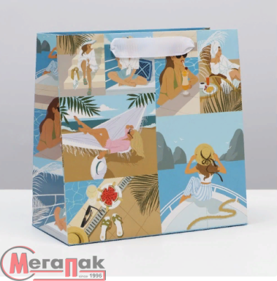 Пакет ламинированный квадратный «Круиз», 22 × 22 × 11 см 7150754 Дарите счастье (360)  - фото