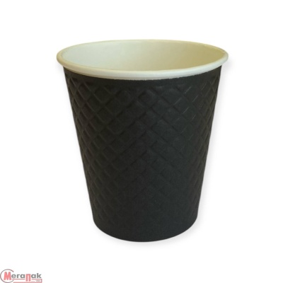 Стакан бумажный д/гор двуслойный 250 мл Waffle Black черн 25шт Черный - фото