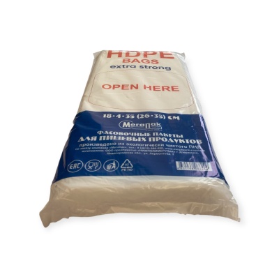 Пакет 18*8*35 (26*35) HDPE бирка Мегапак Прочные (10) Прозрачный - фото