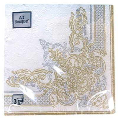 Салфетки бум. Art Bouquet 33*33, 3сл 16л "Барокко Узор Классика" (12)  - фото