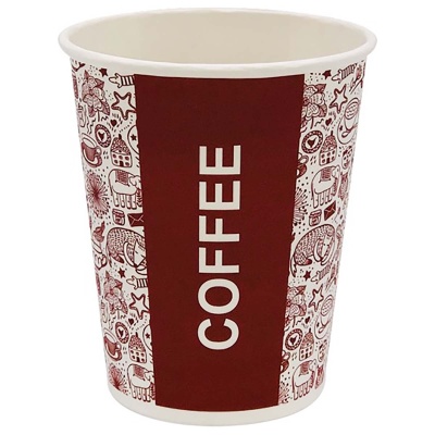 Стакан бумажный 350 мл d90 мм 1-слойный Coffee арт. 0013 50 шт/упак  - фото