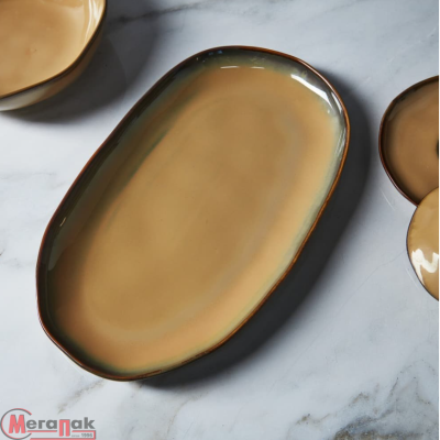 Блюдо овальное Ivlev Chef Органика 36х26x3см, фарфор, бежевый арт. 816-394 Бежевый - фото