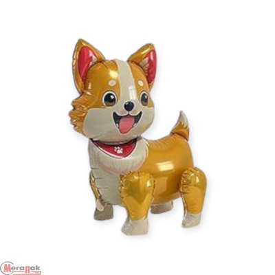 Шар фольга 3D (26"/66см) 1208-0910 К ФИГУРА AIR Собака Корги 1 шт (надув воздухом) Коричневый - фото