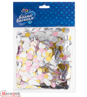 Конфетти фольга Круг, Ассорти Делюкс, Металлик, 1 см, 50 г.  - фото
