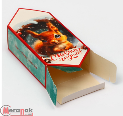 Складная коробка-конфета «Белочка» 9,3х14,6х 5,3 см, 10637839 Разноцветный - фото