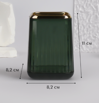 Органайзер - подставка для хранения косметики «GREEN», 11×8.2×8.2 см, зелёный/золотистый Зеленый - фото