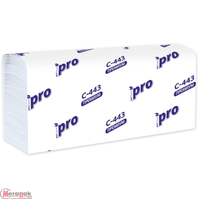 Полотенца бумажные листовые Protissue С196/С443 Z-сложение 2 слоя белые 190 л/упак Белый - фото
