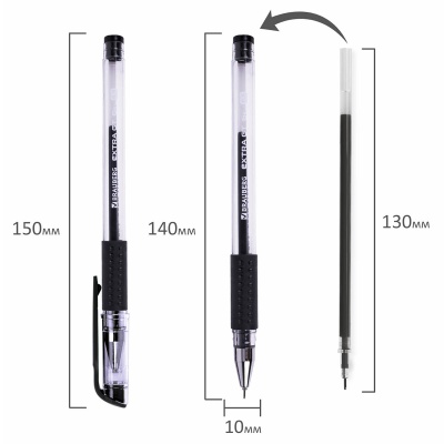 Ручка гелевая с грипом BRAUBERG "EXTRA GT NEEDLE", ЧЕРНАЯ, игольч.узел 0,5 мм, линия 0,35 мм, 143918  - фото