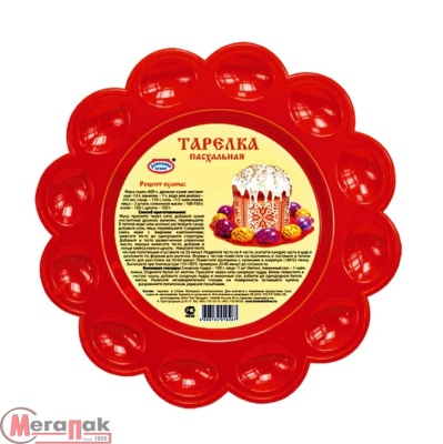 Тарелка пасхальная для кулича и яиц d280мм, красная, пластик, 12734 / 42510 Красный - фото
