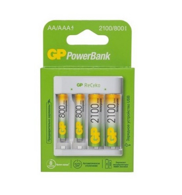 Зарядное устройство USB GP E411-2CRB1,4сл. АА/ААА(12)  - фото