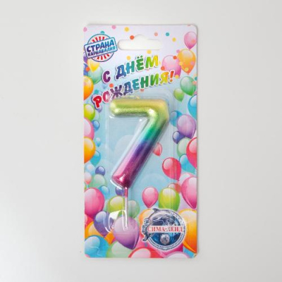 Свеча в торт "Акварель", цифра 7, 6 см 120319  - фото
