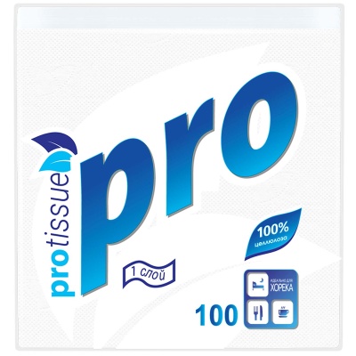 Салфетки бумажные Protissue 1-сл, 24*24см, арт. С184 Белый - фото