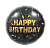 Шар фольгированный(2) (18''/46 см) Круг, Happy Birthday (золотое конфетти), Черный, 1 шт.  - фото