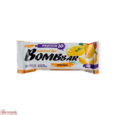 Батончик неглазированный ТМ "BOMBBAR" со вкусом "Пудинг с ароматом манго и банана" 60 гр  - фото