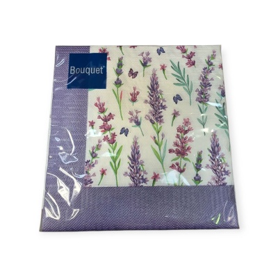 Салфетки бум. Bouquet 33*33, 3сл 20шт Цветы (в ассортименте) Белый - фото
