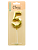 Свеча Цифра, 5 Объемные грани, на шпажке, Золото, Металлик, 4,5*7 + 7 см, 1 шт. с держат., 803065  - фото