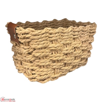 Интерьерная корзина д/хранения с ручками, джут, 15х15х8 см, ES137-146 S Коричневый - фото