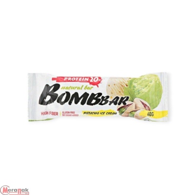 Батончик неглазированный ТМ "BOMBBAR" со вкусом "Фисташковый поломбир" 60 гр  - фото