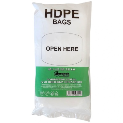 Пакет 10*8*22 (18*22) HDPE блок (10) Прозрачный - фото
