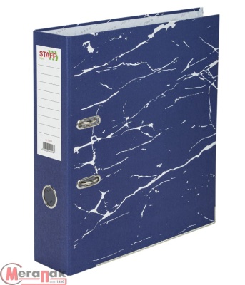 Папка-регистратор STAFF Profit с мраморным покрытием 75мм,с уголком, синяя, СЪЕМНЫЙ МЕХАНИЗМ, 272010 Синий - фото