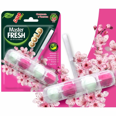 Подвесной блок для унитаза Master Fresh Duo Effect Gold 5в1 Сакура арт. С0007430 1 шт.  - фото