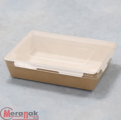 Коробка 1000 мл 200/222*140/162*55 с пластиковой крышкой Salad 1000 Packton 39699 (150) Коричневый - фото
