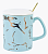 Кружка с крышкой и ложкой "Голубой мрамор" (голубой) v=380 мл Голубой - фото