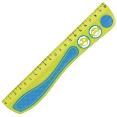 Линейка MAPED (Франция) "Kidy'Grip", 20 см, пластик. с резин. встав, нескольз., с траф. арт. 278710  - фото