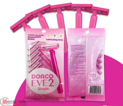 Станок для бритья Dorco Eve 2 Simple одноразовый с увлажняющей полоской, 5 шт Розовый - фото