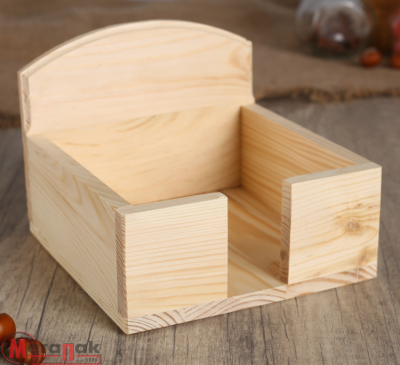 Подставка для салфеток из СОСНЫ, светлая,Дарим Красиво (20) 15×15×12 см 4669014 Бежевый - фото