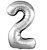 Шар фольга Agura (40''/102 см) Цифра, 2 Slim, Серебро, 1 шт. в уп (4) Серебро - фото