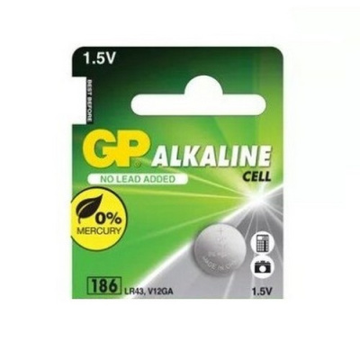 Элемент питания GP 186FRA-2C10 (250/5000) Alkaline пугович., LR43 (G12,V12GA,186) BL1/10 отрыв.бл.  - фото