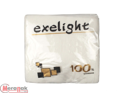 Салфетки бум.1/80  "Exelight" 1 сл, белые (с тиснением) Белый - фото