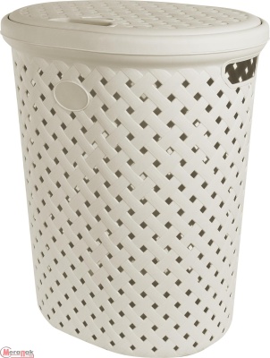 Корзина для белья Plast Team Rattan 42л 415х330х510 мм молочный туман, арт. PT408711048 Молочный - фото