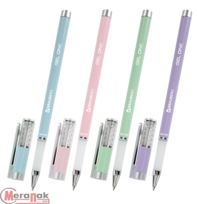 Ручка гелевая BRAUBERG "GEL ONE PASTEL", ЧЕРНАЯ, корпус микс, 144039 Микс - фото