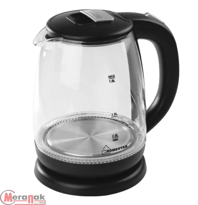 Чайник Homestar HS-1018 (1,8 л) стекло, черный   - фото