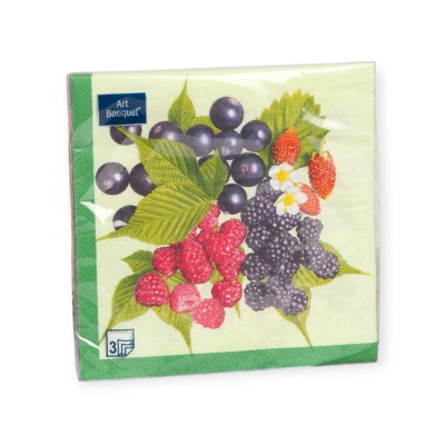 Салфетки бум. Bouquet 33*33, 3сл 20шт Фрукты-ягоды Белый - фото