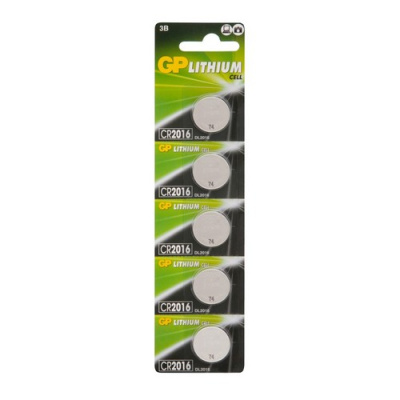 Элемент питания GP CR2016-2C5 (100/2000) Lithium CR2016,BL1/5 отрывной блок  - фото