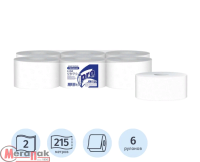 Туалетная бумага Protissue 2-сл, 215м, с центр. вытяжкой, целлюлоза, сист Tork T8, арт. С352 Белый - фото