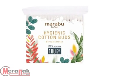 Ватные палочки Marabu Botanica 100 шт.,100% хлопок, зип-лок, CB073 (48) Белый - фото